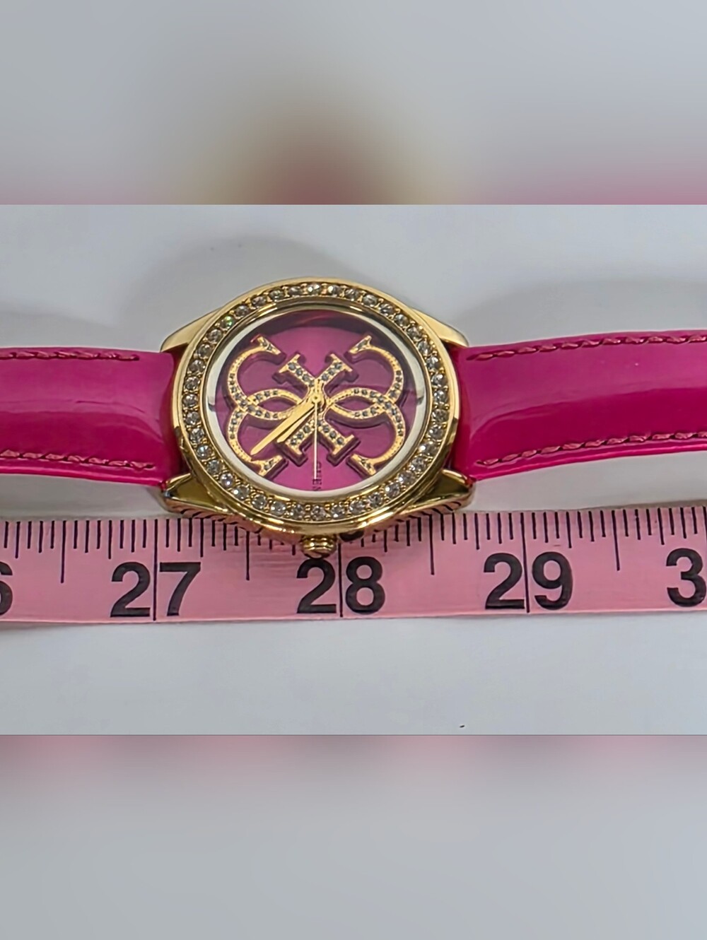 GUESS Gold-Tone Watch with Pink Dial and Pink Strap NEW BATTERY - Picture 15 of 17